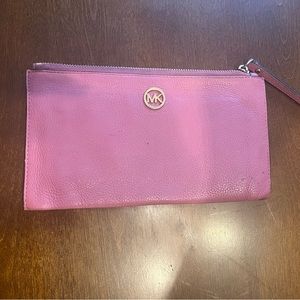 Michael Kors pink small Pebbled leather wristlet